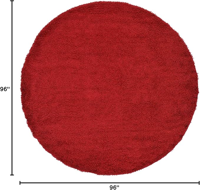 Unique Loom Solid Shag Collection Area Rug (8' Round, Cherry Red)