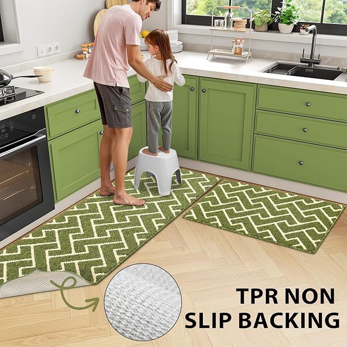 hicorfe Indoor Doormat,Front Back Door Mat Rubber Backing Non Slip Door Mats 20"x59" Absorbent Resist Dirt Entrance Doormat Inside Floor Mats for Entryway Washable Low-Profile(Sage Green)