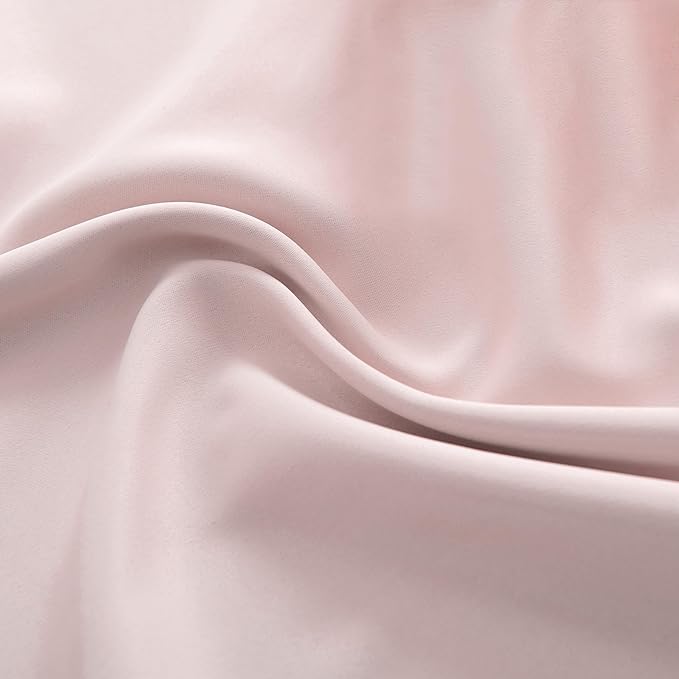 DONREN Light Pink Blackout Curtains 63 Inches Long for Nursery - Blush Thermal Insulated Room Darkening Curtain Panel Pair with Rod Pocket,52 x 63 Inches Long,2 Panels