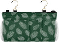 Bedside Caddy Hanging Bunk Bed Caddy Bed Organizer Hanging Pocket with 2 Hooks Bedside Storage Organizer Pocket Bag Holder Green Simple Palm Leaf