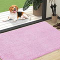 OLANLY Dog Door Mat for Muddy Paws 47x32, Absorbs Moisture and Dirt, Absorbent Non-Slip Washable Doormat, Quick Dry Chenille Mud Mat for Dogs, Entry Indoor Entryway Carpet for Inside Floor, Pink
