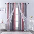 XiDi Curtains for Bedroom Decor, Rainbow Pink-Grey-52-90