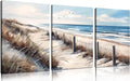 Blue Beach Canvas Wall Art for Living Room Bedroom Bathroom Nature Landscape Pictures Modern Wall Artwork 3 Pieces Coastal Wall Art Framed Canvas Prints 12x16 Inch