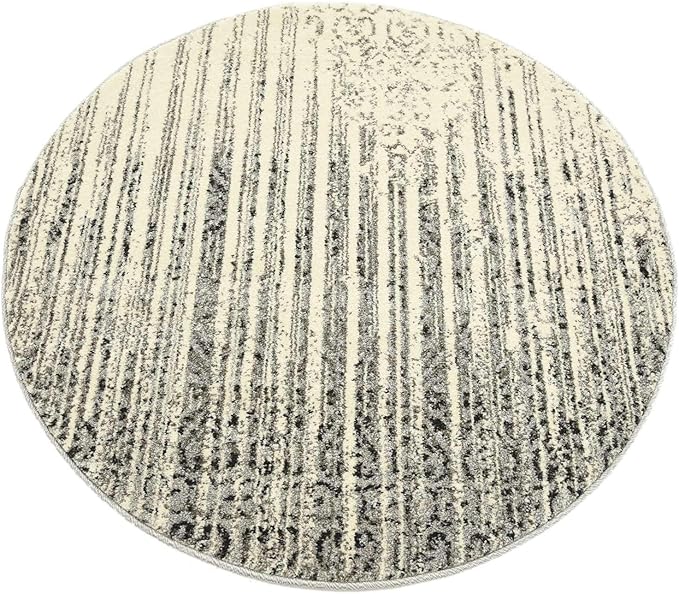 Unique Loom Del Mar Collection Area Rug - Jennifer (3' 3" Round, Gray/ Black)