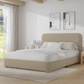 BarnFurin Full Size Bed Frame,Cloud Boucle Upholstered Platform Bed Frame with Headboard, Modern Style, Soft Rounded Corners, No Box Spring Required, Easy Assembly, Beige