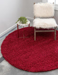 Unique Loom Solid Shag Collection Area Rug (3' 3" Round, Cherry Red)