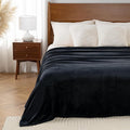 Luxury Fleece Warm Blanket, Soft Lightweight Velvety Plush Blanket for Sofa and Bed, Cozy Comfy for All Seasons(Black, 90×90 Inches)