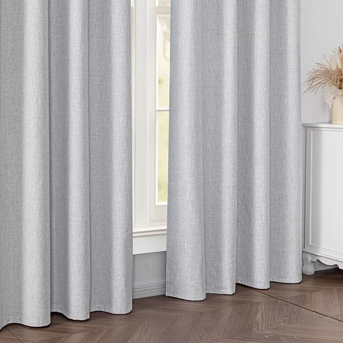 100% Blackout Curtains 90 Inch Length 2 Panels Set, Black Out Curtains for Living Room, Off-White Thermal Insulated Grommet Drapes Bedroom Luxury Decor Privacy(52W × 90L inch, Off-White)
