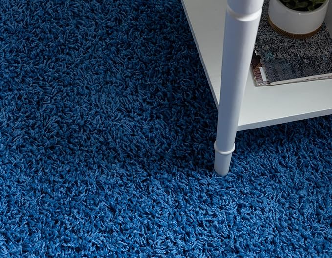 Unique Loom Solid Shag Collection Area Rug (5' 3" x 8' Oval, Periwinkle Blue)