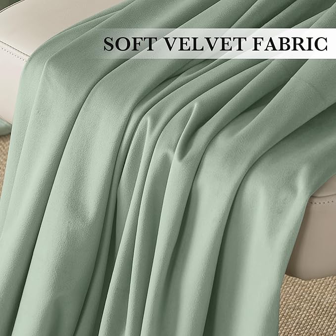 RYB HOME Auqa Velvet Curtains 84 inches Long, Room Darkening, Floor-Length, Stylish Back Tab Velvet Drapes for Coastal Nursery Living Room Office, 52" W x L84 L
