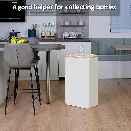 iEGrow 29 Gallons Recycling Bins for Kitchen, Indoor Recycle Bins with Lid, 110L Large Recycle bin with 2 Removeable Reusable Inner Bags, for Bottles Cans Glass Plastice Cartons(Beige)