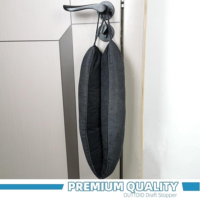 Door Draft Stopper 36 Inches Length x 4 Inches Width, Weighted Under Door Noise Blocker, Heavy Duty Under Door Draft Blocker Bottom Door Seal Noise and Air, Door Guard Saving Energy - Black