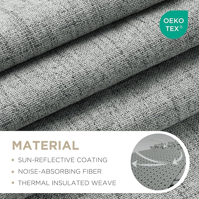 Joydeco Blackout Curtains for Bedroom - 100% Light Blocking 2 Panels Light Grey Drapes 42" W x 90" L, Thermal Insulated Room Darkening Curtains, Linen Textured for Living Room, Rod Pocket & Back Tabs