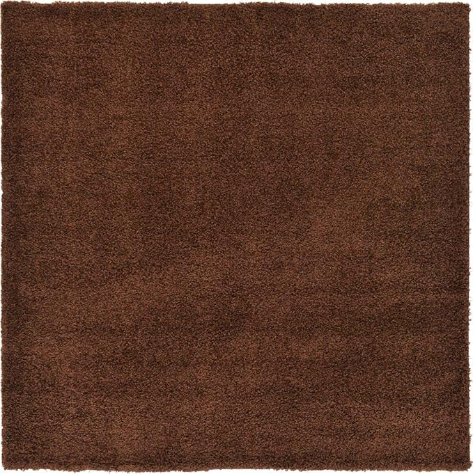 Unique Loom Solid Shag Collection Area Rug (8' Square, Chocolate Brown)
