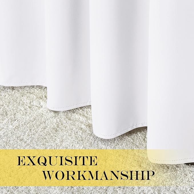NICETOWN Room Darkening White Curtain for Bedroom - Window Treatment Thermal Curtain Grommet Light Blocking Sound Reducing Drape Privacy for Cafe/Kitchen (1 Panel, W66 x L54)