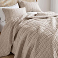 Hyde Lane Luxury Linen Quilt Set Queen Size, Organic European Flax Cotton Blend Bedding for Bedspread and Coverlet, Box Stitched, with 2 Pillow Shams, 90"x96", Linen