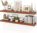 Floating Shelves for Wall, 9.3" Deep Wall Mounted Rustic Wood Shelves for Bathroom, Bedroom, Living Room, Kitchen, Hanging Shelf for Books/Storage/Room Decor (Walnut, 48")