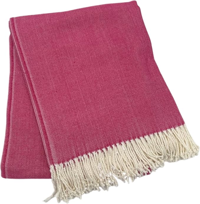 Alashan Cotton Acrylic Adirondack Herringbone Woven Throw (Watermelon)
