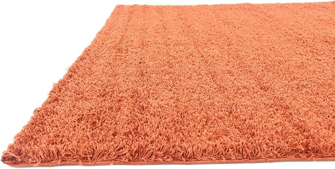 Unique Loom Solid Shag Collection Area Rug (8' Square, Terracotta)