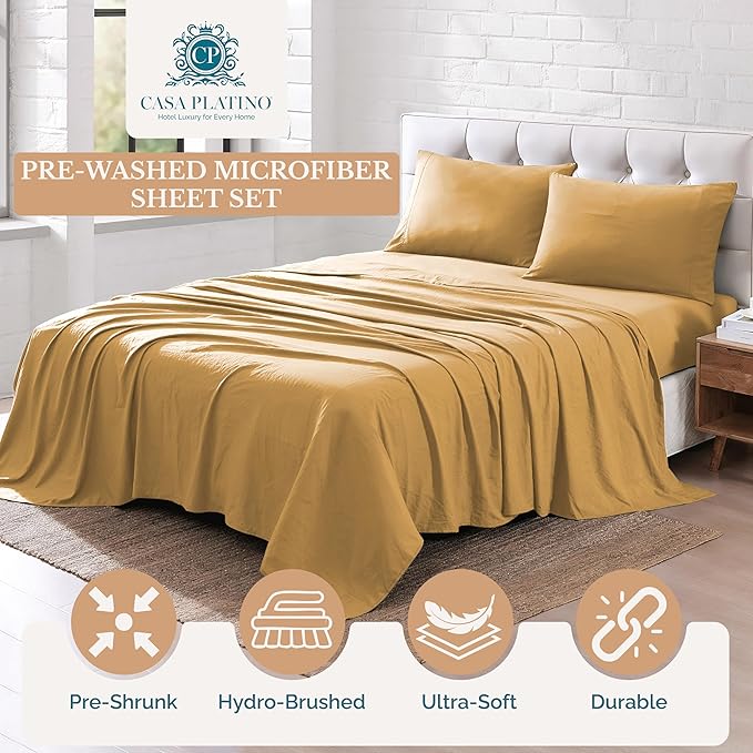 Casa Platino Twin Bedding Set, Ultra Soft & Cozy Bedding, Pre-Washed Twin Sheets, Brushed Microfiber Sheets, Fade Resistant, Includes Flat Sheet, Fitted Sheet and 1 Pillowcase – Cocoon