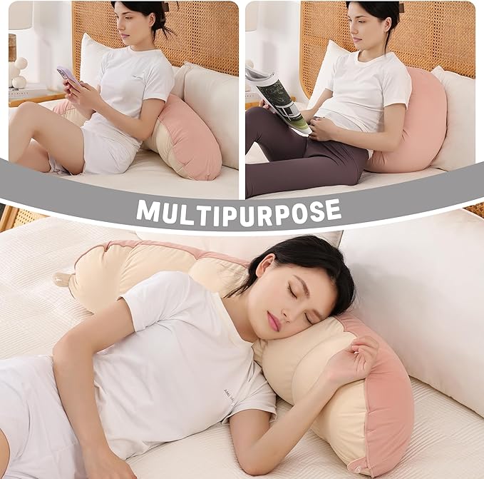 Peallow(Pat. Pend) – Long Round Body Pillow for Adults, Bolster Pillow for Sleeping, Soft and Supportive Pillow for Sleeping & Lumbar Support(Blush Pink,39")