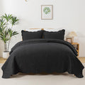 HoneiLife Quilt Sets King Size - Microfiber Bedspreads for King Bed, 3-Piece Lightweight Coverlets, Retro Bedlinen Sets, King Quilt Bedding Set All Season Use-Black