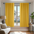Deconovo Blackout Curtains, Thermal Insulated, W52 x L45 2 Panels, Back Tab, Machine Washable, Room-Darkening Drapes for Bedroom/Living Room Mellow Yellow