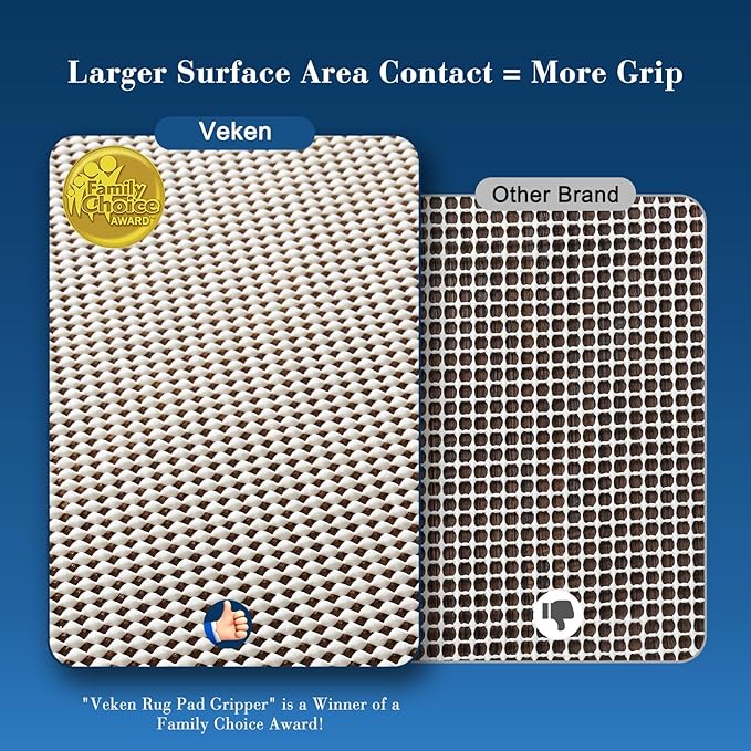 Veken 8x11 Ft Rug Pad Gripper for Hardwood Floors, Non Slip Rug Pads for Area Rugs, Thick Rug Grippers for Tile Floors, Under Carpet Anti Skid Mat, Keep Your Rugs Safe and in Place