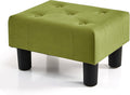BRIAN & DANY Small Foot Stool, Velvet Foot Stools with Legs, Stable Small Footstool for Living Room, Olive Green