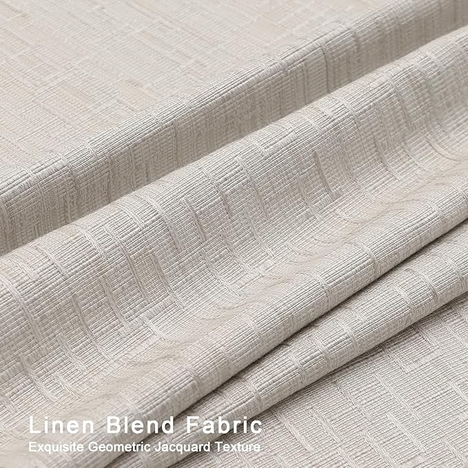 Linen Curtains 166 inch Length 2 Panels for High Ceiling Extra Long Thick Faux Linen Window Drapes Burlap Textured Curtains with Grommet for 2 Story High Living Room (52x166 Beige)