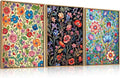 LHIUEM Large Vintage Botanical Flower Framed Canvas Wall Art,Abstract Colorful Wildflower Wall Decor,Rustic Bouquet Wall Painting,Poster Artwork for Living Room,Bedroom,Dining Room,Office -24"x36"x3