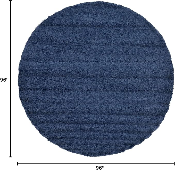Unique Loom Solid Shag Collection Area Rug (8' Round Sapphire Blue/Navy Blue)