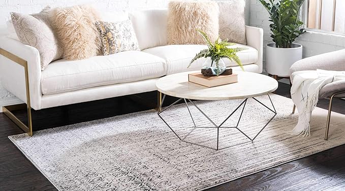 Unique Loom Del Mar Collection Area Rug - Jennifer (7' 1" x 10' Rectangle, Gray/ Black)