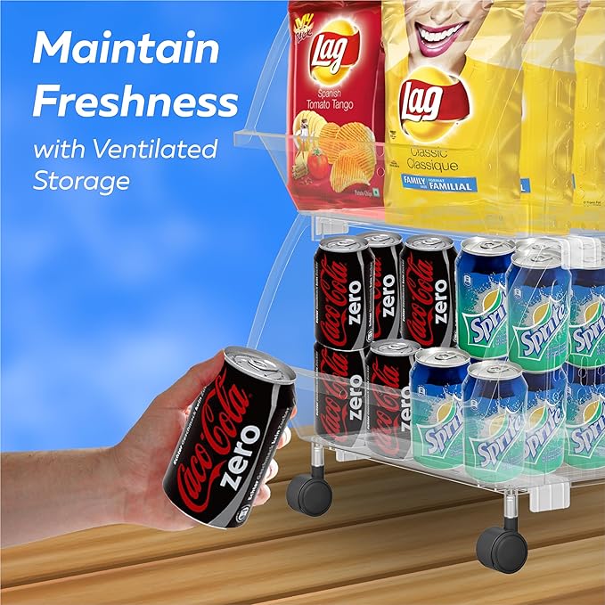 TidyFriend Plastic Stackable Storage Bins Clear - 4 Pack Large Open Front Bins For Toy Organizers and Pantry, Kitchen, Bathroom Essentials