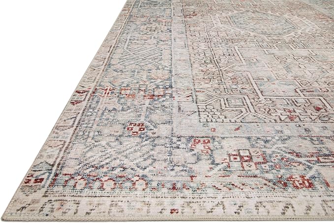 Loloi Chris Loves Julia Jules Collection JUL-07 Natural/Ocean 2'-6'' x 7'-6'', .13" Pile Height, Runner Rug