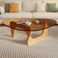 Glass Coffee Table, Mid Century Modern Coffee Table, Coffee Table for Living Room Center Table Suitable for Bedroom Living Room Reception Office Tables (Wood/Brown, Large)