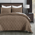 HORIMOTE HOME Quilt Set Twin Size Pine Bark, Classic Geometric Diamond Stitched Pattern, Ultra Soft Microfiber Lightweight Bedding Set Bedspread Coverlet for All Season with 1 Quilt 1 Pillow Sham