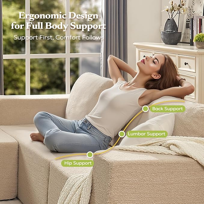 106" Modular Sectional Couch Left/Right Facing Convertible, L-Shape Modern Teddy Sofa, Deep Seat Upholstered Foam Couch for Living Room Bedroom, No Assembly Required (Camel, Teddy Boucle)