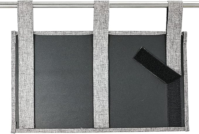 Zafit Linen Bedside Caddy, Bedside Storage Organizer for Hospital Beds, College Dorm Rooms or Baby Bed (6 Pockets-Grey)