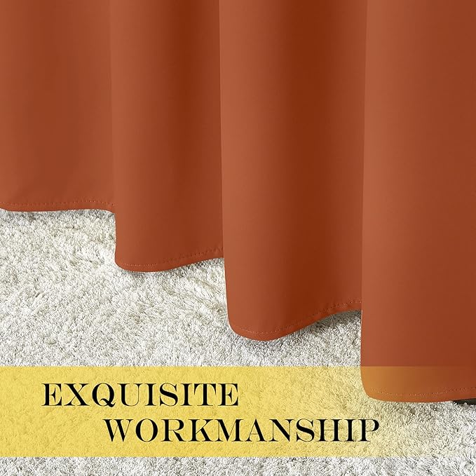 NICETOWN Sliding Door Window Treatment Blackout Patio Door Curtain Panels, Privacy Thermal Drapes for Bedroom Living Room Department with Grommet Top (Burnt Orange, W66 x L110)