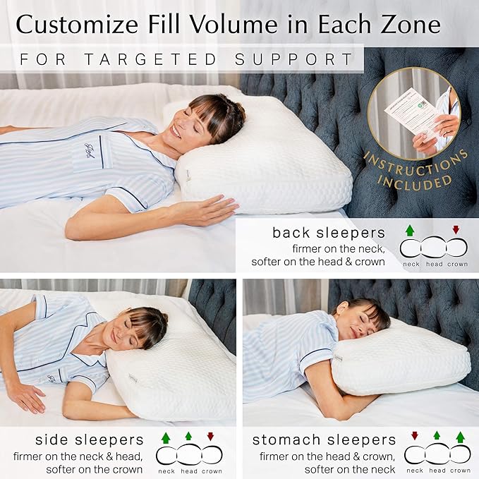 Aricove Bed Pillow for Sleeping, Side Sleeper Pillow for Adults, King Size, Adjustable Firm Memory Foam & Soft Microfiber Fill, Neck and Shoulder Support