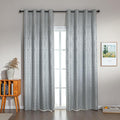 Amazon Basics Jacquard 2-Piece 100% Blackout Curtains, Living Room and Bedroom Drapes, Thermal Insulated Window Treatment, 42"x95", Light Grey