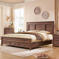 ACCOHOHO Farmhouse King Size Bed Frame with 52" Tall Headboard, Wood Platform Bedframe with Footboard and Storage Drawers, No Squeak, No Box Spring Needed, Brown