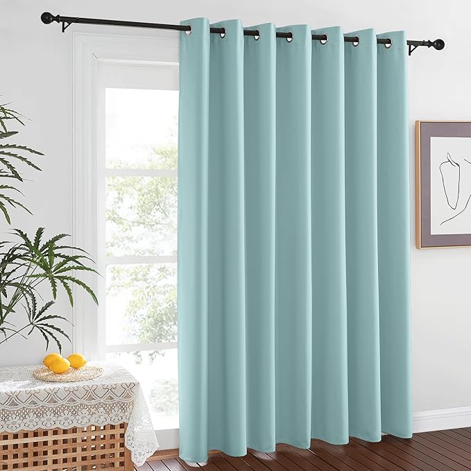 NICETOWN Sliding Door Curtain 84 inches Long, Grommet Privacy Darkening Window Treatment Sound Reducing Room Divider for Bedroom/Kids Room, 1 Panel, Sky Blue, W100 x L84