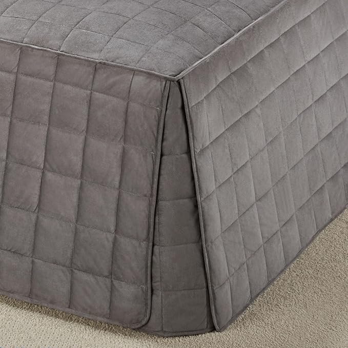 Touch of Class Camden Luxury Bedding | Neutral Charcoal Gray Color | Classic Fitted Bedspread | Faux Suede Box Quilted Design | Designed 2 Piece Set Includes Twin Bedspread and 1 Standard Sham