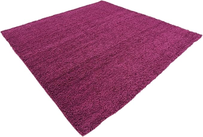 Unique Loom Solid Shag Collection Area Rug (8' Square, Eggplant Purple)