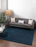 Unique Loom Solid Shag Collection Area Rug (3' 3" Square, Sapphire Blue/ Navy Blue)