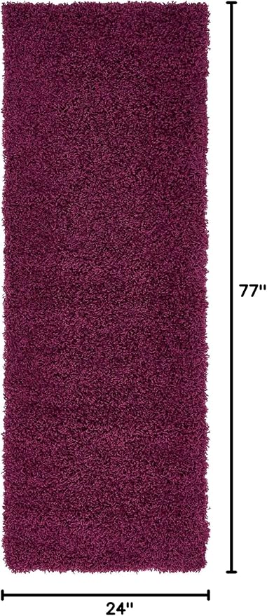 Unique Loom Solid Shag Collection Area Rug (2' 2" x 6' 7" Runner Eggplant Purple)