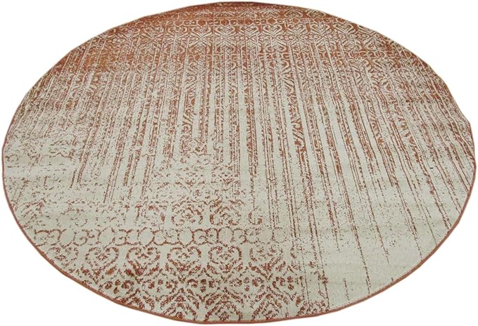 Unique Loom Del Mar Collection Area Rug - Jennifer (7' 10" Round, Red/ Beige)