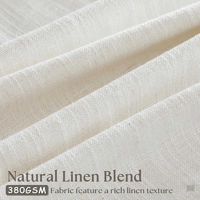 Natural Pinch Pleated Linen Curtains 102 Inches Long 60 Inch Width Linen Blend Light Filtering Window Curtains 102 Inch for Living Room Bedroom Patio Pinch Pleat Drapes Hooks Rings 1 Panel 60Wx102L